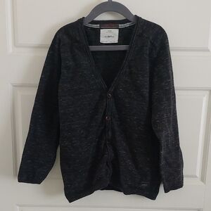 ZARA Boys Knit Gray V-Neck Cardigan Sweater Top